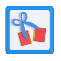 Simple 3d icon of cutting object. Suitable for presentation media, template design, brochures, promotional media and advertisements. png