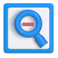Simple 3d icon of zoom out. Suitable for presentation media, template design, brochures, promotional media and advertisements png