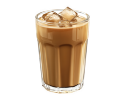 An iced coffee with ice cubes in it png