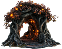 An old tree with flames coming out of it png