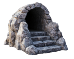 A cave with a door and stairs png