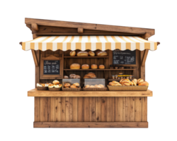 A bakery stand with bread and pastries png