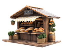 A model of a bakery with bread and other items png