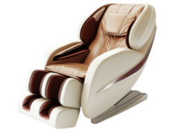 The massage chair is shown in a white and brown color png