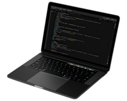 A laptop with a black screen and a keyboard png