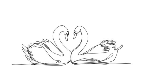 Mute swan, continuous one line drawing , design vector