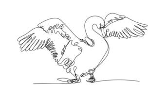 Mute swan, continuous one line drawing, design vector