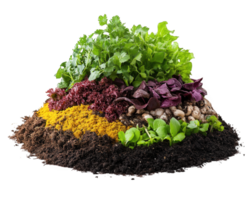 A pile of soil with various types of vegetables png