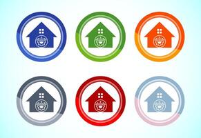 Smart house icon design, Smart home sign symbol, 6 color button design set vector