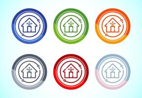 Smart house icon illustration, Smart home symbol, 6 color button design set vector
