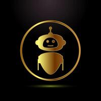 AI assistant icon illustration. Digital or virtual assistant sign, Robot icon in gold color style vector