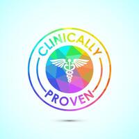 Clinically proven icon design illustration, Clinically tested label, low poly style vector