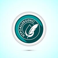 Hypoallergenic tested icon design illustration. Cosmetic certification label, Hypoallergenic icon sign, Teal color shadow button design vector