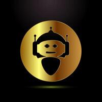 AI assistant icon design. Digital or virtual assistant sign, Robot icon in gold color style vector