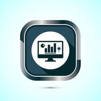 Data analytics icon design. Market research sign, analytic icon, Gray color shadow button design vector