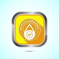Hypoallergenic tested icon design illustration. Cosmetic certification label, Hypoallergenic icon sign, Yellow color shadow button design vector