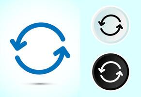 Sync processing icon design, Synchronization reset icon, Color black and white vector