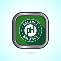 PH balance icon design illustration. Neutral PH balance icon sign, Free acidity concept, Green color shadow button design vector