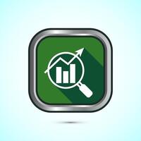 Data analytics icon design. Market research sign, analytic icon, Green color shadow button design vector