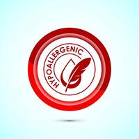 Hypoallergenic tested icon design illustration. Cosmetic certification label, Hypoallergenic icon sign, Red color button design vector