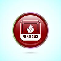 PH balance icon design illustration. Neutral PH balance icon sign, Free acidity concept, Red color round button design vector