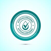 Hypoallergenic tested icon design illustration. Cosmetic certification label, Hypoallergenic icon sign, Teal color button design vector