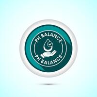 PH balance icon design illustration. Neutral PH balance icon sign, Free acidity concept, Teal color shadow button design vector