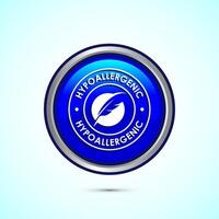 Hypoallergenic tested icon design illustration. Cosmetic certification label, Hypoallergenic icon sign, Blue color round button design vector