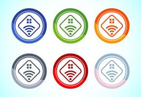 Smart house icon, Smart home sign, 6 color button design set vector