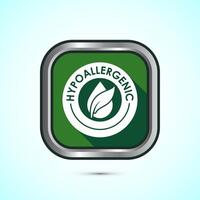 Hypoallergenic tested icon design illustration. Cosmetic certification label, Hypoallergenic icon sign, Green color shadow button design vector