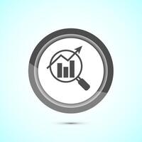 Data analytics icon design. Market research sign, analytic icon, Gray color button design vector
