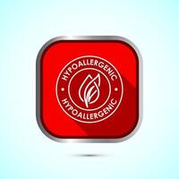 Hypoallergenic tested icon design illustration. Cosmetic certification label, Hypoallergenic icon sign, Red color shadow button design vector