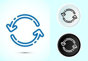 Sync processing icon design, Reload sign, Color black and white vector