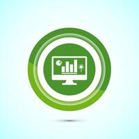 Data analytics icon design. Market research sign, analytic icon, Green color button design vector