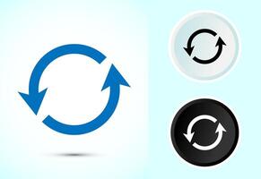 Sync processing icon design, Synchronization or reset icon, Color black and white vector