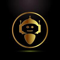 AI assistant icon. Digital or virtual assistant sign, Robot icon in gold color style vector