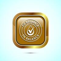 PH balance icon design illustration. Neutral PH balance icon sign, Free acidity concept, Gold color square button design vector