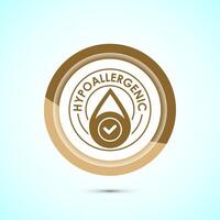 Hypoallergenic tested icon design illustration. Cosmetic certification label, Hypoallergenic icon sign, Gold color button design vector
