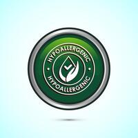 Hypoallergenic tested icon design illustration. Cosmetic certification label, Hypoallergenic icon sign, Green color round button design vector