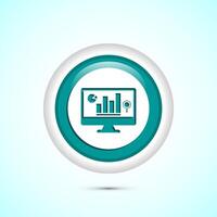 Data analytics icon design. Market research sign, analytic icon, Teal color round button design vector