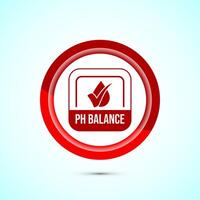 PH balance icon design illustration. Neutral PH balance icon sign, Free acidity concept, Red color button design vector