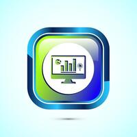 Data analytics icon design. Market research sign, analytic icon, Glossy square button design vector