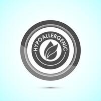 Hypoallergenic tested icon design illustration. Cosmetic certification label, Hypoallergenic icon sign, Gray color button design vector