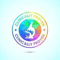 Clinically proven icon illustration, Clinically tested label badge, low poly style vector