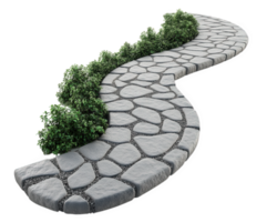 uma pedra caminho com uma caminho conduzindo para uma arbusto png