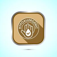 Hypoallergenic tested icon design illustration. Cosmetic certification label, Hypoallergenic icon sign, Gold color shadow button design vector