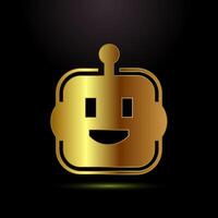 AI assistant icon design illustration. Virtual assistant sign, Robot icon in gold color style vector