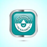 PH balance icon design illustration. Neutral PH balance icon sign, Free acidity concept, Teal color square button design vector