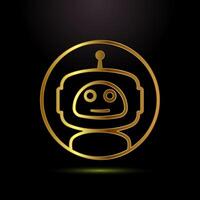 AI assistant icon design illustration. Digital assistant sign, Robot icon in gold color style vector