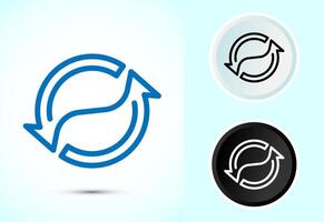 Sync processing icon, Synchronization or reset icon, Reload sign, Color black and white vector